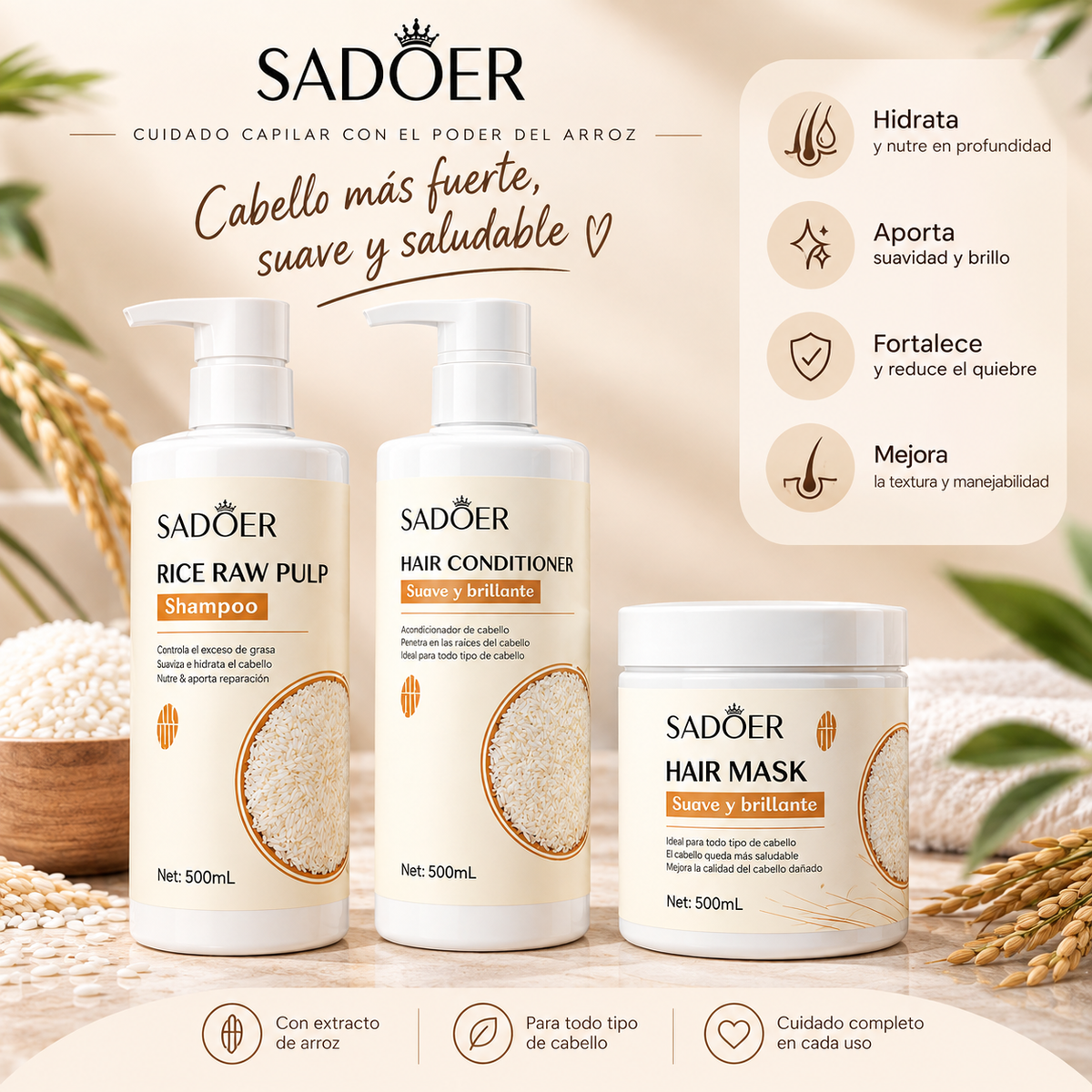 Kit Capilar de Arroz SADOER